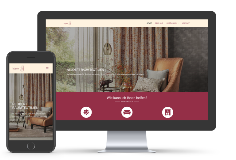 Neudert RaumtexilienWebdesign & SuchmaschinenoptimierungOrganisch bei Google bundesweit unter "Raumtexilien" auf Seite 1 und unter "Gardinen Wiesbaden" auf Seite 1