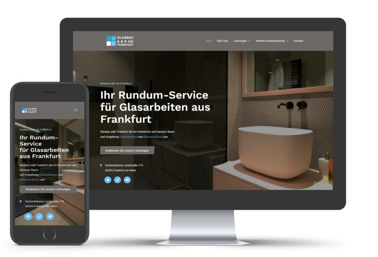 A&K Glasbau UGWebdesign & SuchmaschinenoptimierungOrganisch bei Google unter "Glasbau Frankfurt" auf Seite 1